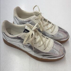 Stylish Silver and Cream Women's Sneakers